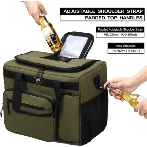 30L Extra Large Soft Cooler Bag with Bottle Opener for Camping Beach BBQ Grocery